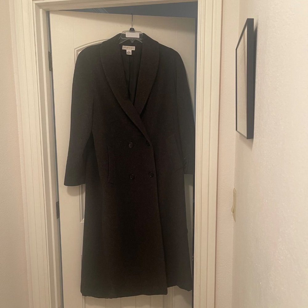 Preston &‎ York Womens Double-Breasted Charcoal Wool Coat Size 14